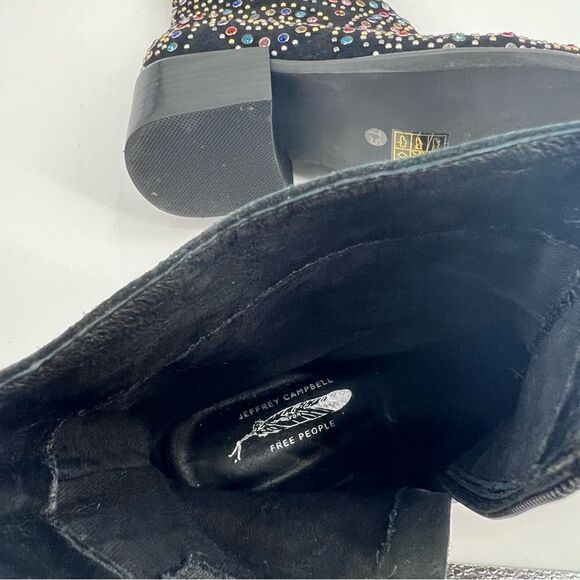 Jeffrey Campbell x Free People Boots Ankle Black Rhinestones Embellished 7.5 - Picture 12 of 12